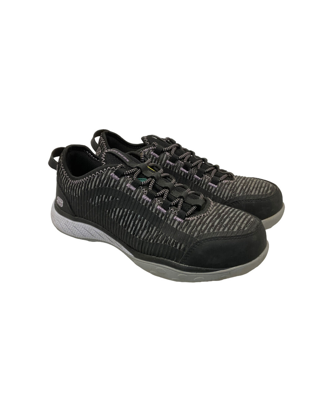 SKECHERS Women's Static Dissipative Lace-Up Work Shoes Black/Purple Size 8.5M
